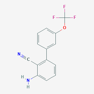 molecular formula C14H9F3N2O B8162715 3-Amino-3'-(trifluoromethoxy)-[1,1'-biphenyl]-2-carbonitrile 