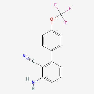 molecular formula C14H9F3N2O B8162721 3-Amino-4'-(trifluoromethoxy)-[1,1'-biphenyl]-2-carbonitrile 