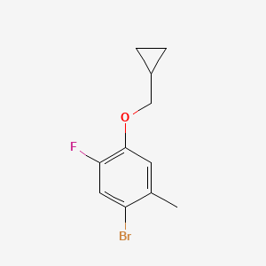 molecular formula C11H12BrFO B8162749 1-Bromo-4-(cyclopropylmethoxy)-5-fluoro-2-methylbenzene 