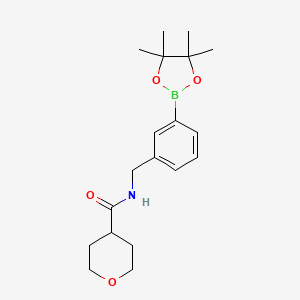 molecular formula C19H28BNO4 B8162762 N-(3-(4,4,5,5-tetramethyl-1,3,2-dioxaborolan-2-yl)benzyl)tetrahydro-2H-pyran-4-carboxamide 