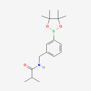 molecular formula C17H26BNO3 B8162767 N-(3-(4,4,5,5-tetramethyl-1,3,2-dioxaborolan-2-yl)benzyl)isobutyramide 