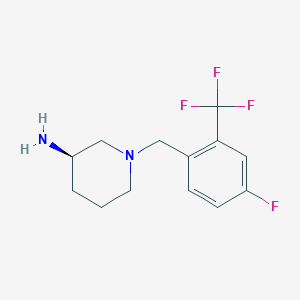 molecular formula C13H16F4N2 B8162843 (R)-1-(4-fluoro-2-(trifluoromethyl)benzyl)piperidin-3-amine 