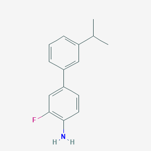 molecular formula C15H16FN B8162852 3-Fluoro-3'-isopropyl-[1,1'-biphenyl]-4-amine 