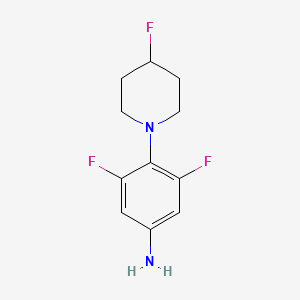molecular formula C11H13F3N2 B8162880 3,5-Difluoro-4-(4-fluoropiperidin-1-yl)aniline 