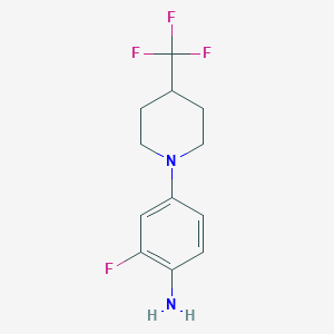 molecular formula C12H14F4N2 B8162889 2-Fluoro-4-(4-(trifluoromethyl)piperidin-1-yl)aniline 