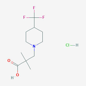 molecular formula C11H19ClF3NO2 B8162947 2,2-Dimethyl-3-(4-(trifluoromethyl)piperidin-1-yl)propanoic acid hydrochloride 