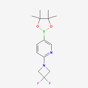 molecular formula C14H19BF2N2O2 B8162966 2-(3,3-Difluoroazetidin-1-yl)-5-(4,4,5,5-tetramethyl-1,3,2-dioxaborolan-2-yl)pyridine 