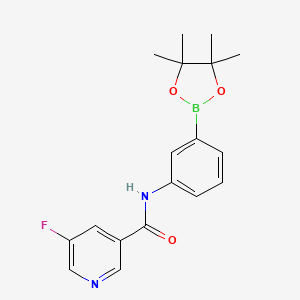 molecular formula C18H20BFN2O3 B8162992 5-Fluoro-N-(3-(4,4,5,5-tetramethyl-1,3,2-dioxaborolan-2-yl)phenyl)nicotinamide 
