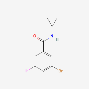 molecular formula C10H9BrINO B8163081 3-Bromo-N-cyclopropyl-5-iodobenzamide 