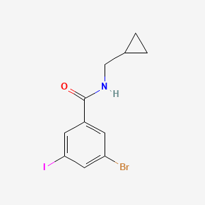 molecular formula C11H11BrINO B8163091 3-Bromo-N-(cyclopropylmethyl)-5-iodobenzamide 