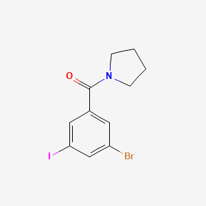 molecular formula C11H11BrINO B8163113 (3-Bromo-5-iodophenyl)(pyrrolidin-1-yl)methanone 