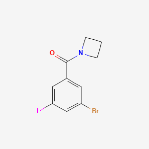 molecular formula C10H9BrINO B8163118 Azetidin-1-yl(3-bromo-5-iodophenyl)methanone 