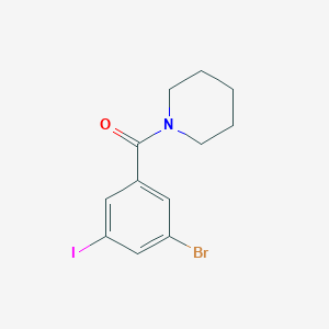 molecular formula C12H13BrINO B8163124 (3-Bromo-5-iodophenyl)(piperidin-1-yl)methanone 