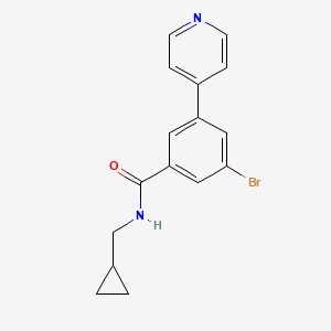 molecular formula C16H15BrN2O B8163170 3-Bromo-N-(cyclopropylmethyl)-5-(pyridin-4-yl)benzamide 