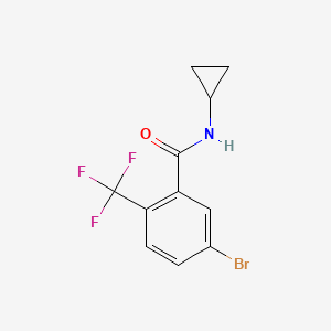 molecular formula C11H9BrF3NO B8163200 5-Bromo-N-cyclopropyl-2-(trifluoromethyl)benzamide 