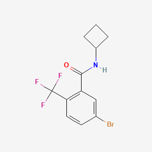 molecular formula C12H11BrF3NO B8163205 5-Bromo-N-cyclobutyl-2-(trifluoromethyl)benzamide 