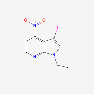 molecular formula C9H8IN3O2 B8163232 1-Ethyl-3-iodo-4-nitro-1H-pyrrolo[2,3-b]pyridine 