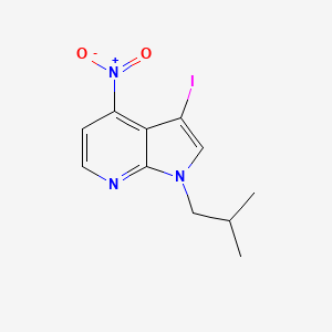 molecular formula C11H12IN3O2 B8163237 3-Iodo-1-isobutyl-4-nitro-1H-pyrrolo[2,3-b]pyridine 