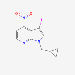 molecular formula C11H10IN3O2 B8163241 1-(Cyclopropylmethyl)-3-iodo-4-nitro-1H-pyrrolo[2,3-b]pyridine 