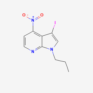 molecular formula C10H10IN3O2 B8163249 3-Iodo-4-nitro-1-propyl-1H-pyrrolo[2,3-b]pyridine 