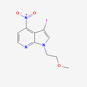 molecular formula C10H10IN3O3 B8163252 3-Iodo-1-(2-methoxyethyl)-4-nitro-1H-pyrrolo[2,3-b]pyridine 