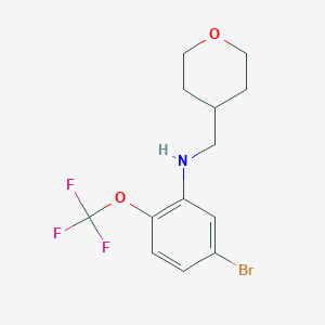 molecular formula C13H15BrF3NO2 B8163431 5-Bromo-N-((tetrahydro-2H-pyran-4-yl)methyl)-2-(trifluoromethoxy)aniline 