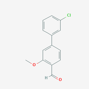 molecular formula C14H11ClO2 B8163573 3'-Chloro-3-methoxy-[1,1'-biphenyl]-4-carbaldehyde 