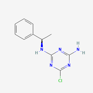 molecular formula C11H12ClN5 B8163583 (R)-6-chloro-N2-(1-phenylethyl)-1,3,5-triazine-2,4-diamine 