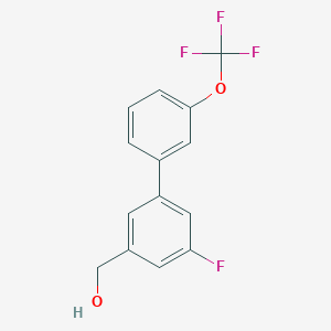 molecular formula C14H10F4O2 B8163620 5-Fluoro-3'-(trifluoromethoxy)biphenyl-3-methanol 