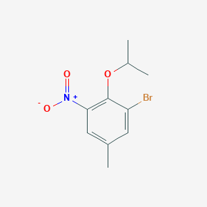 molecular formula C10H12BrNO3 B8163736 1-Bromo-2-isopropoxy-5-methyl-3-nitrobenzene 