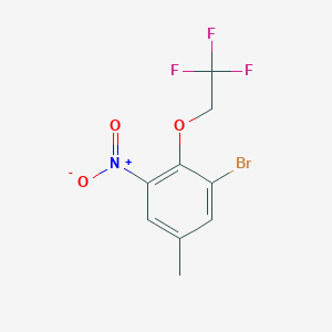 molecular formula C9H7BrF3NO3 B8163743 1-Bromo-5-methyl-3-nitro-2-(2,2,2-trifluoroethoxy)benzene 
