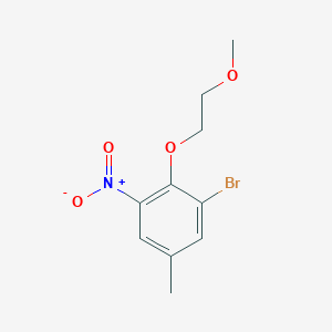 molecular formula C10H12BrNO4 B8163761 1-Bromo-2-(2-methoxyethoxy)-5-methyl-3-nitrobenzene 