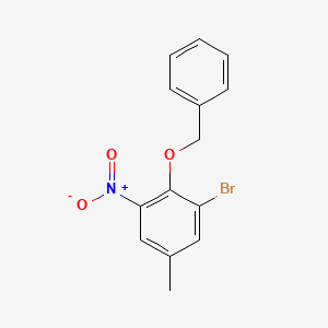 molecular formula C14H12BrNO3 B8163774 2-(Benzyloxy)-1-bromo-5-methyl-3-nitrobenzene 