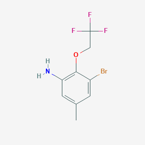 molecular formula C9H9BrF3NO B8163796 3-Bromo-5-methyl-2-(2,2,2-trifluoroethoxy)aniline 