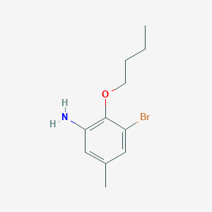 molecular formula C11H16BrNO B8163803 3-Bromo-2-butoxy-5-methylaniline 