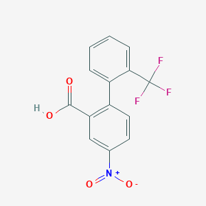 molecular formula C14H8F3NO4 B8163919 4-Nitro-2'-(trifluoromethyl)biphenyl-2-carboxylic acid 