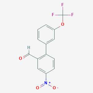 molecular formula C14H8F3NO4 B8163976 4-Nitro-3'-(trifluoromethoxy)-[1,1'-biphenyl]-2-carbaldehyde 