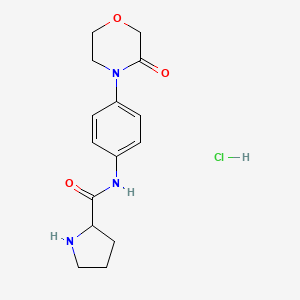 molecular formula C15H20ClN3O3 B8164049 N-[4-(3-oxomorpholin-4-yl)phenyl]pyrrolidine-2-carboxamide hydrochloride 