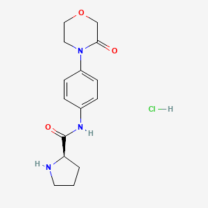 molecular formula C15H20ClN3O3 B8164055 (R)-N-(4-(3-oxomorpholino)phenyl)pyrrolidine-2-carboxamide hydrochloride 