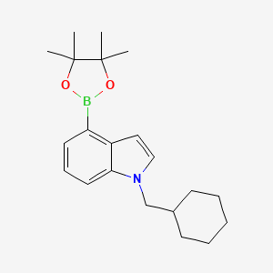 molecular formula C21H30BNO2 B8164099 1-(Cyclohexylmethyl)-4-(4,4,5,5-tetramethyl-1,3,2-dioxaborolan-2-yl)-1H-indole 