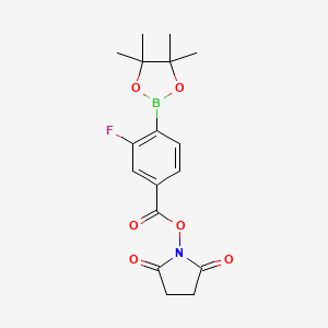 molecular formula C17H19BFNO6 B8164147 2,5-Dioxopyrrolidin-1-yl 3-fluoro-4-(4,4,5,5-tetramethyl-1,3,2-dioxaborolan-2-yl)benzoate 