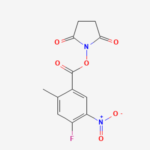 molecular formula C12H9FN2O6 B8164209 2,5-Dioxopyrrolidin-1-yl 4-fluoro-2-methyl-5-nitrobenzoate 