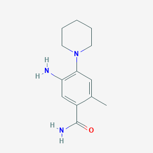 molecular formula C13H19N3O B8164219 5-Amino-2-methyl-4-(piperidin-1-yl)benzamide 