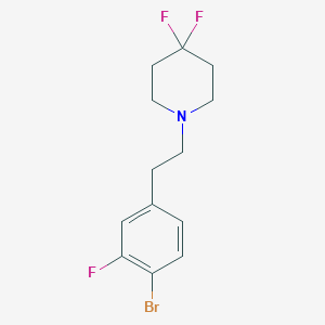 molecular formula C13H15BrF3N B8164386 1-(4-Bromo-3-fluorophenethyl)-4,4-difluoropiperidine 