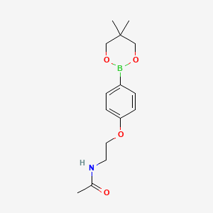 molecular formula C15H22BNO4 B8164387 N-(2-(4-(5,5-Dimethyl-1,3,2-dioxaborinan-2-yl)phenoxy)ethyl)acetamide 
