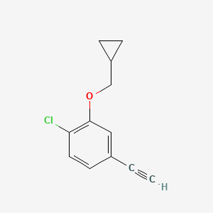 molecular formula C12H11ClO B8164440 1-Chloro-2-(cyclopropylmethoxy)-4-ethynylbenzene 