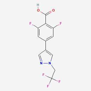 molecular formula C12H7F5N2O2 B8164547 2,6-Difluoro-4-(1-(2,2,2-trifluoroethyl)-1H-pyrazol-4-yl)benzoic acid 