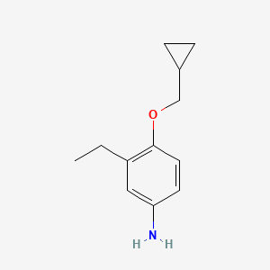 molecular formula C12H17NO B8164721 4-(Cyclopropylmethoxy)-3-ethylaniline 
