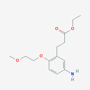 molecular formula C14H21NO4 B8164752 Ethyl 3-(5-amino-2-(2-methoxyethoxy)phenyl)propanoate 