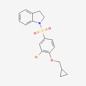 molecular formula C18H18BrNO3S B8164787 1-(3-Bromo-4-(cyclopropylmethoxy)phenylsulfonyl)indoline 